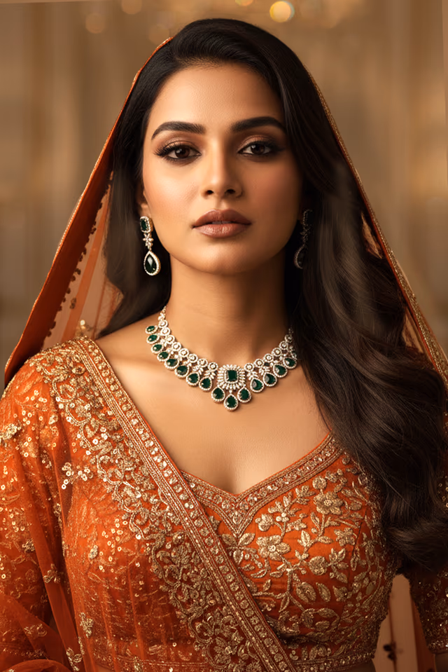 Emerald Green Grand Choker Necklace Set — rent in Kochi