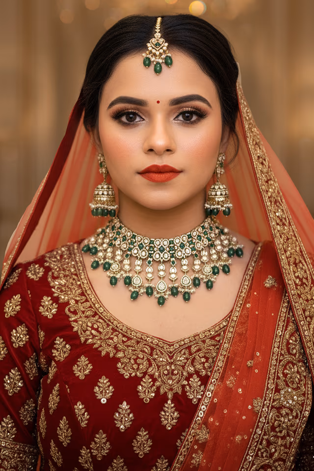 Emerald Royale Kundan Bridal Jewellery Set — rent in Calicut