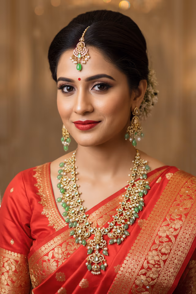 An Exceptional Necklace Set Ideal For Bride Featuring High Quality Imitation Stones And A Luxurious… — rent in Calicut