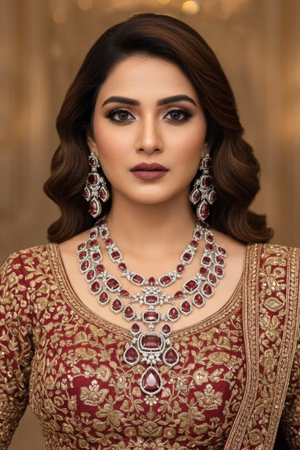 Exquisite Floral Inspired Jewelry Design Incorporating Brilliant Clear Zirconia And Pretty Pink Stone… — rent in Bangalore