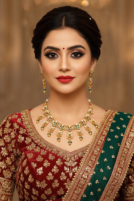 Exquisite Traditional Gold Toned Necklace Set Features Intricate Filigree Work With Elegant Pearl Bead… — rent in Bangalore
