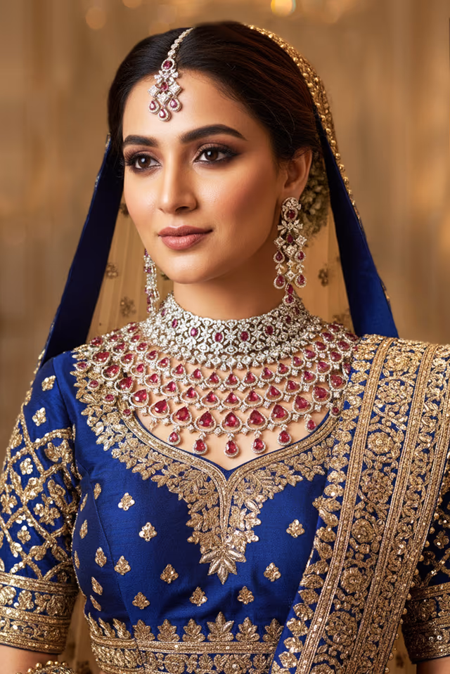 Exquisite Statement Jewelry Adorned With Ruby Pink Ovals And Pave Setting. — rent in Coimbatore