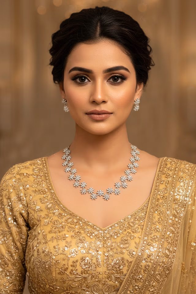 Gorgeous Necklace And Earring Set Perfect For Formal Events Or Receptions Featuring High Quality… — rent in Calicut