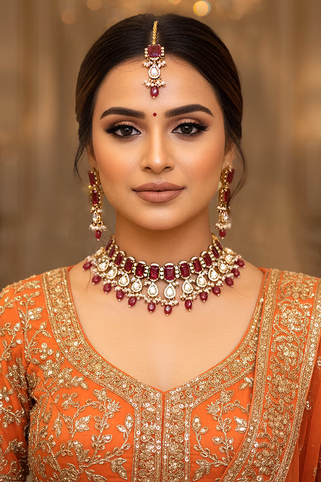 Heritage Ruby Bridal Choker Set — rent in Kochi