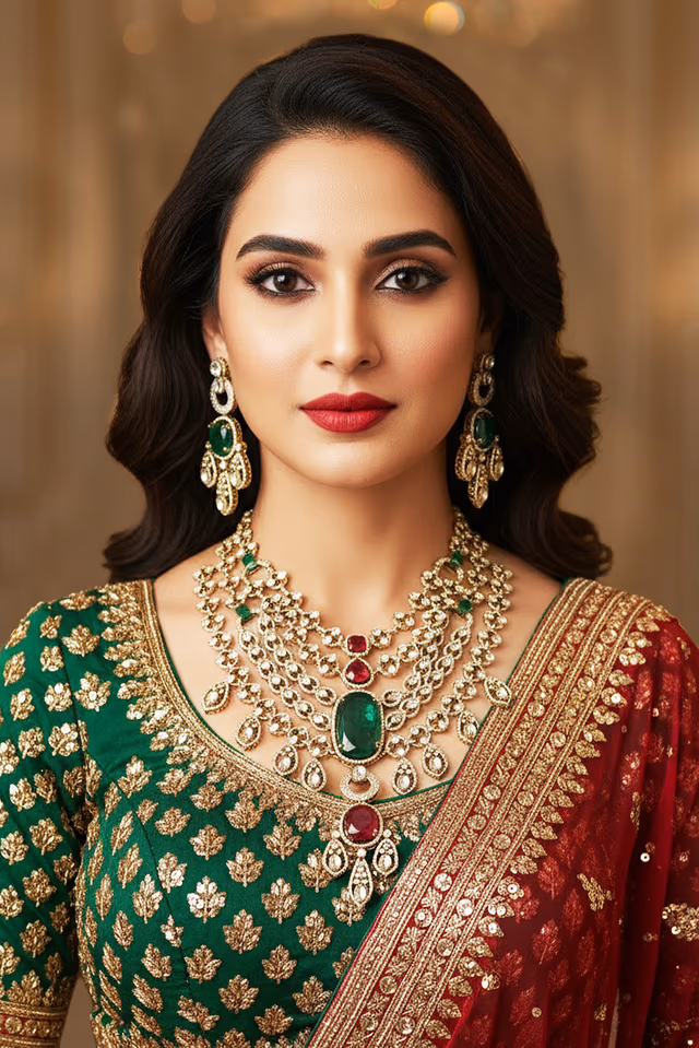 Impressive Emerald Polki Jewellery Highlights Regal Beauty And Traditional Craftsmanship Offering Brides… — rent in Calicut