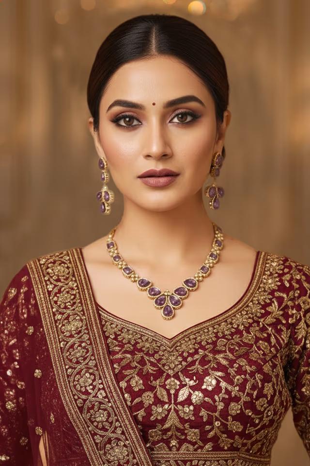 Elegant Jewelry Featuring Clear Rhinestones And Smooth Blue Gemstones — rent in Calicut