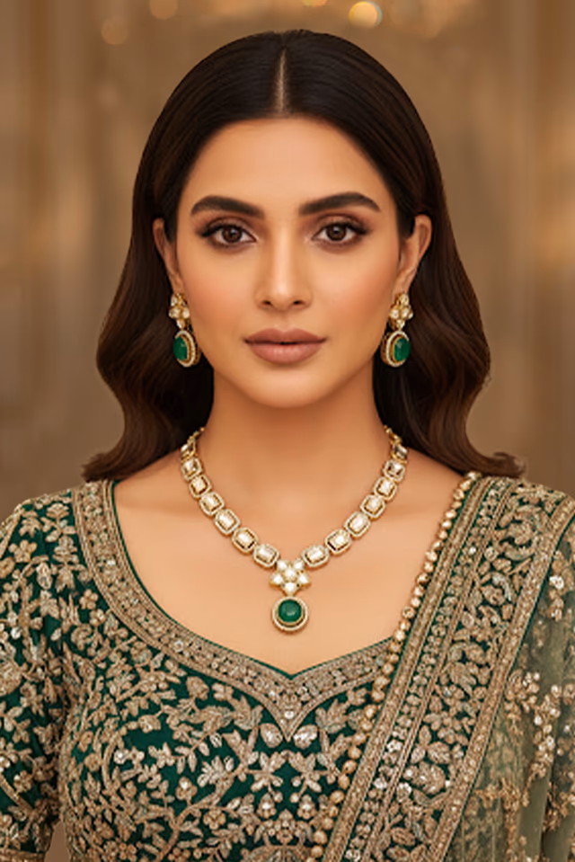 Kundan Polki Necklace Set — rent in Kochi