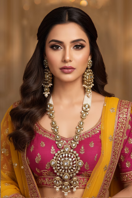 Elegant Kundan Work Jewelry Set Featuring A High Shine Finish And Classic White Stone Detailing — rent in Bangalore