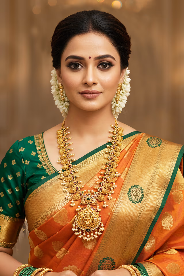 Traditional Long Chain Temple Jewellery Blends Classic Craftsmanship And Cultural Elegance Making Brides… — rent in Calicut