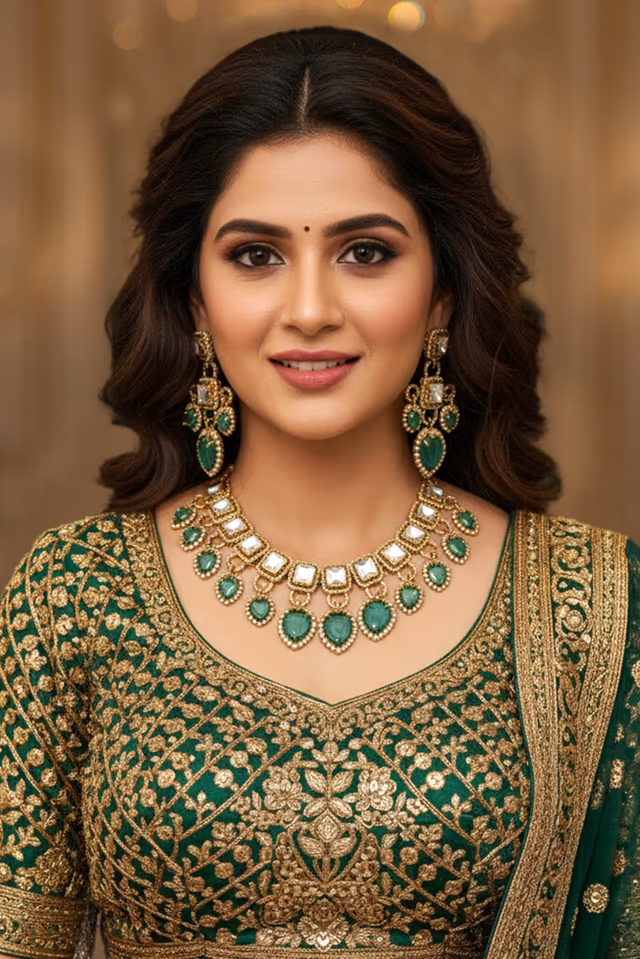 Luxurious Kundan Style Necklace Combining Traditional And Modern Design — view 1 of 1