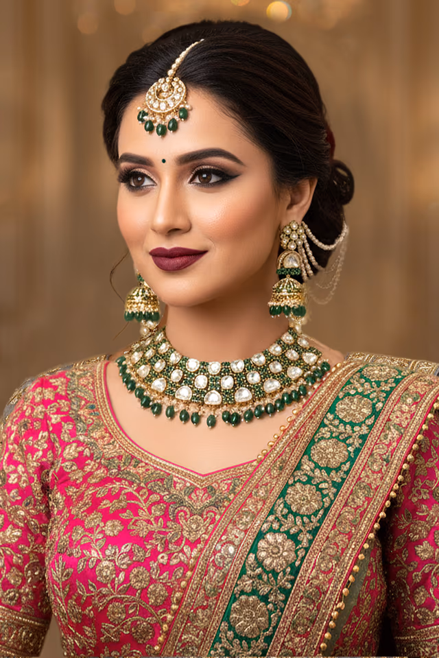 Luxurious Piece Combines The Charm Of Kundan Jewelry With Contemporary Stone Setting Giving A Royal And… — rent in Calicut