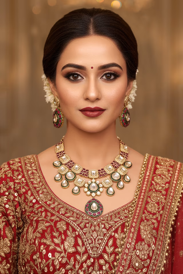 Magnificent Polki And Colored Stone Choker With Intricate Beadwork Details On The Side Adding A Splash Of… — rent in Calicut