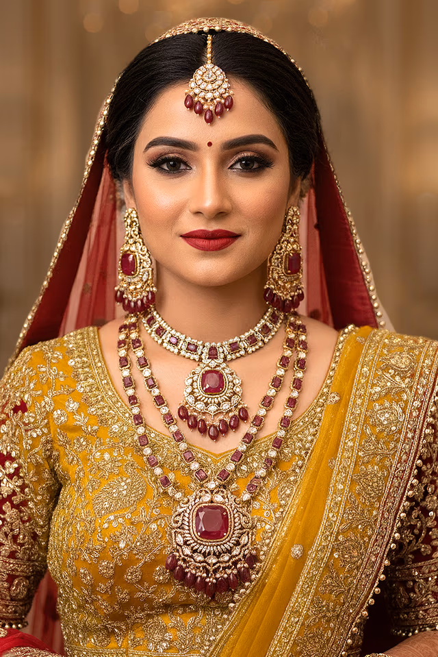Maroon And White Stone Work Long Neck Set — rent in Coimbatore