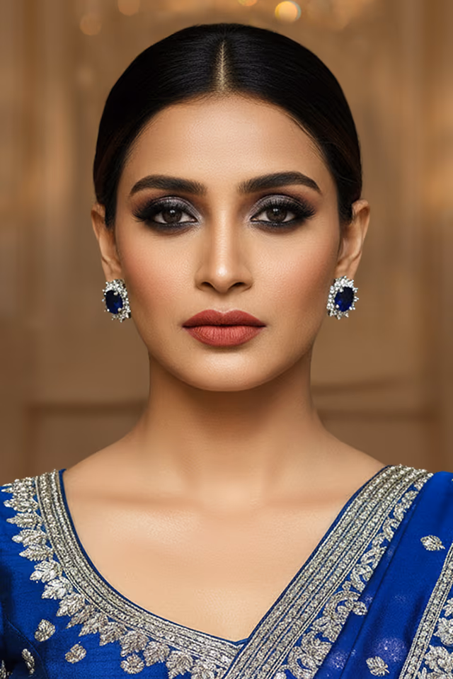 Midnight Radiance Sapphire Stud Earrings — rent in Kochi