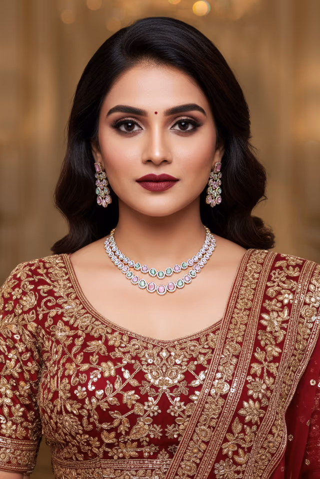 Midnight voilet Tear Drop Choker Necklace Set — rent in Kochi