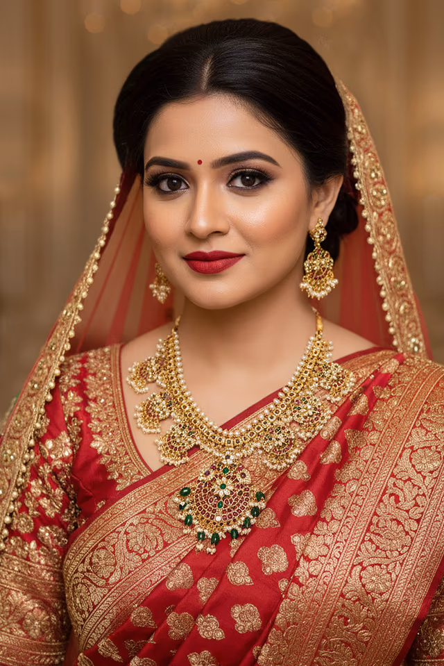 Ornate Gold Plated Matte Finish Traditional Indian Jewelry Ensemble — rent in Coimbatore