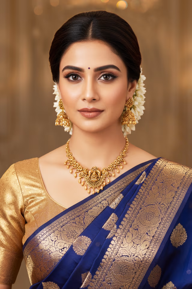 Ornate Temple Necklace Combines Intricate Gold Patterns And Divine Symbolism To Highlight Traditional… — rent in Calicut