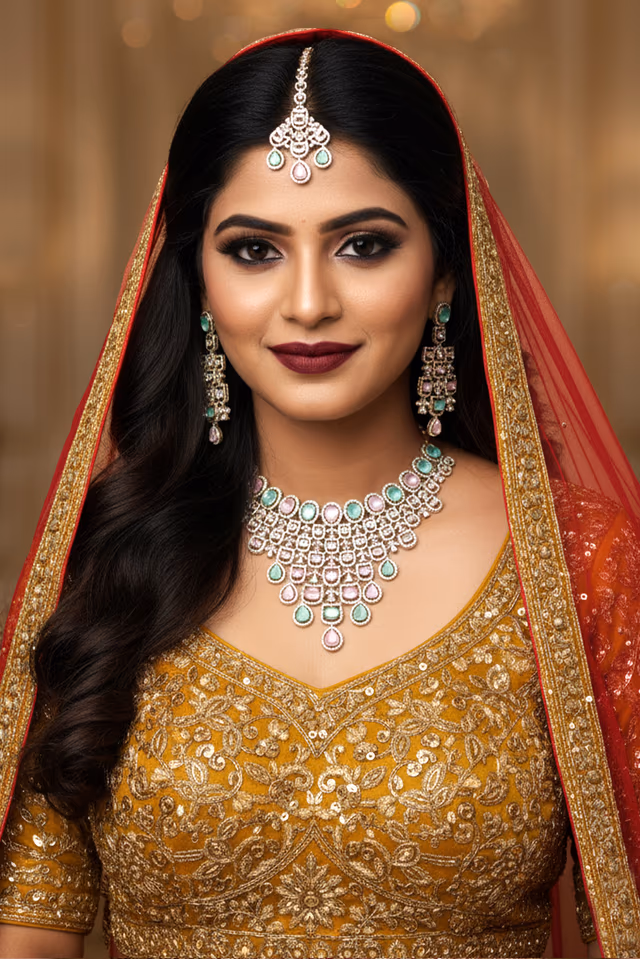 Pastel Prism Diamond Choker Set — rent in Kochi