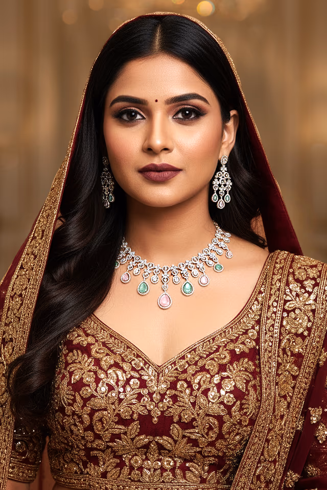 Pastel Stone Drop Choker Set — rent in Kochi
