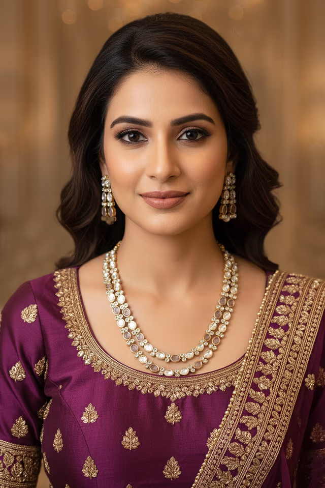 Pink And White Stone Choker With Minimal Design — rent in Coimbatore
