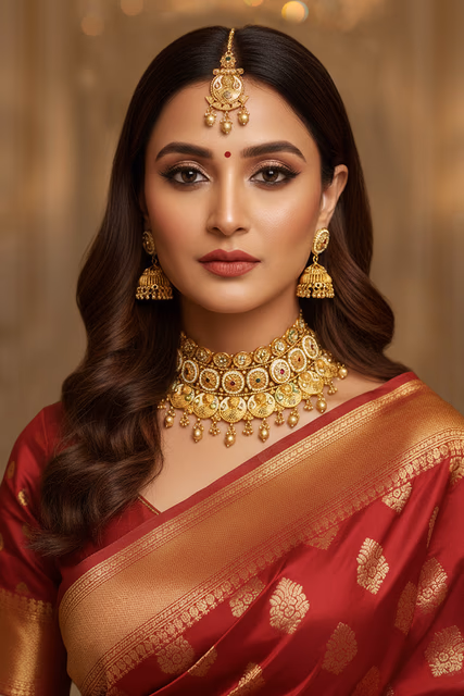 Radiant Bridal Choker Set Perfectly Suited For Receptions And Grand Cultural Celebration Event Outfits — rent in Bangalore