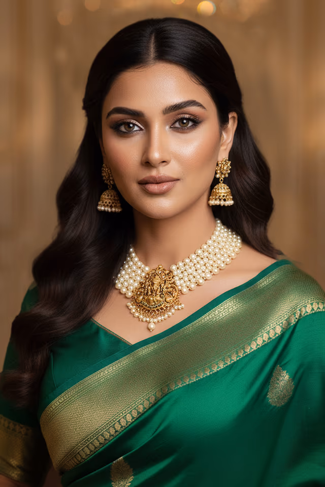 Radiant Gold Temple Necklace Enhances Traditional Bridal Elegance With Intricate Craftsmanship And… — rent in Calicut