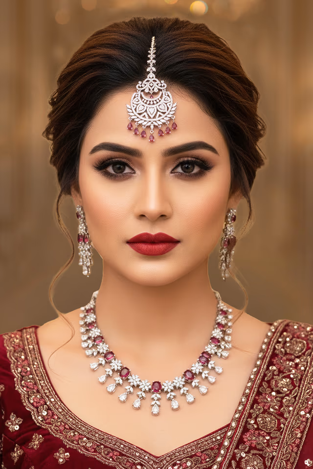 Refined White And Red Diamond Necklace Delivers A Soft Shine And Gentle Glamour Through Its Stunning… — rent in Calicut