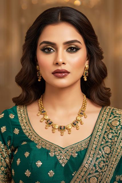 Rich Green Emerald Centerpieces Provide A Striking Contrast Against The Brilliant White Stones And Gold… — rent in Calicut
