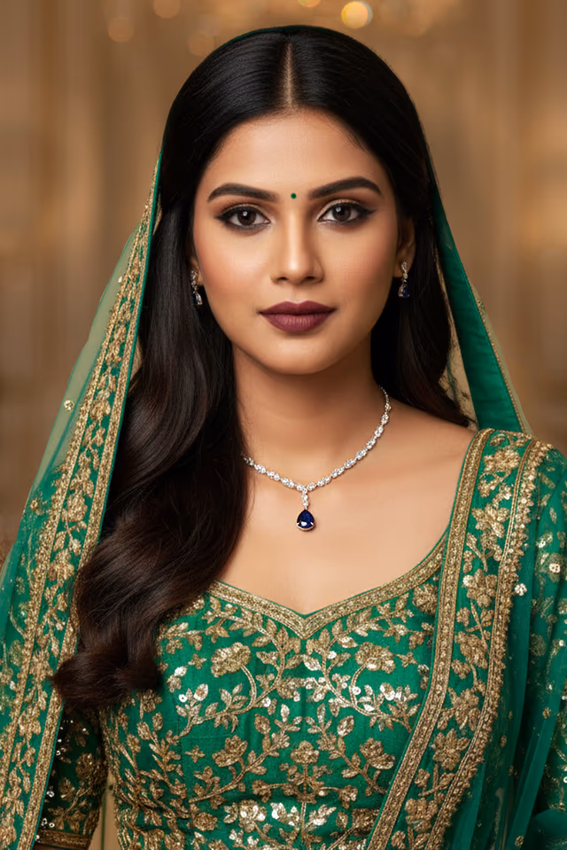 Royal Blue Pear Drop Necklace Set — rent in Kochi