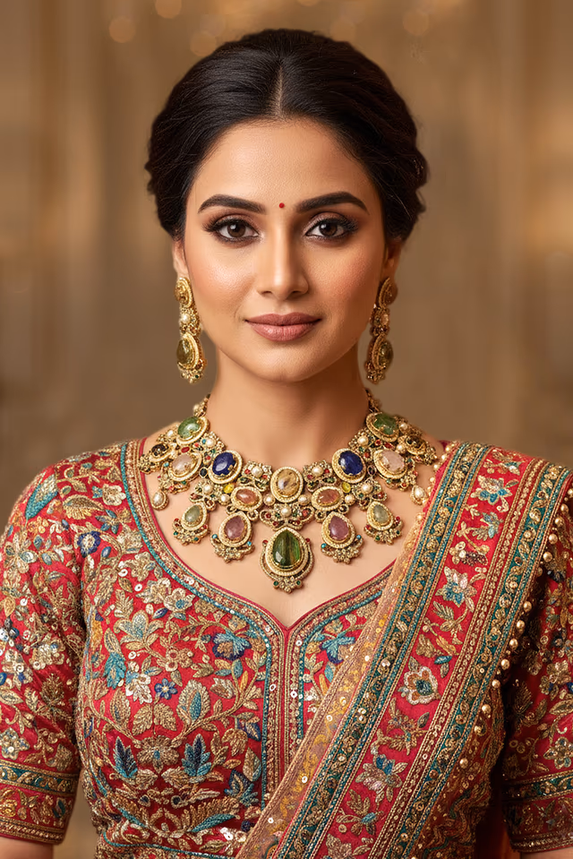 Royal Multicolor Polki Necklace Elevates Bridal Fashion Through Intricate Craftsmanship Delivering A… — rent in Coimbatore