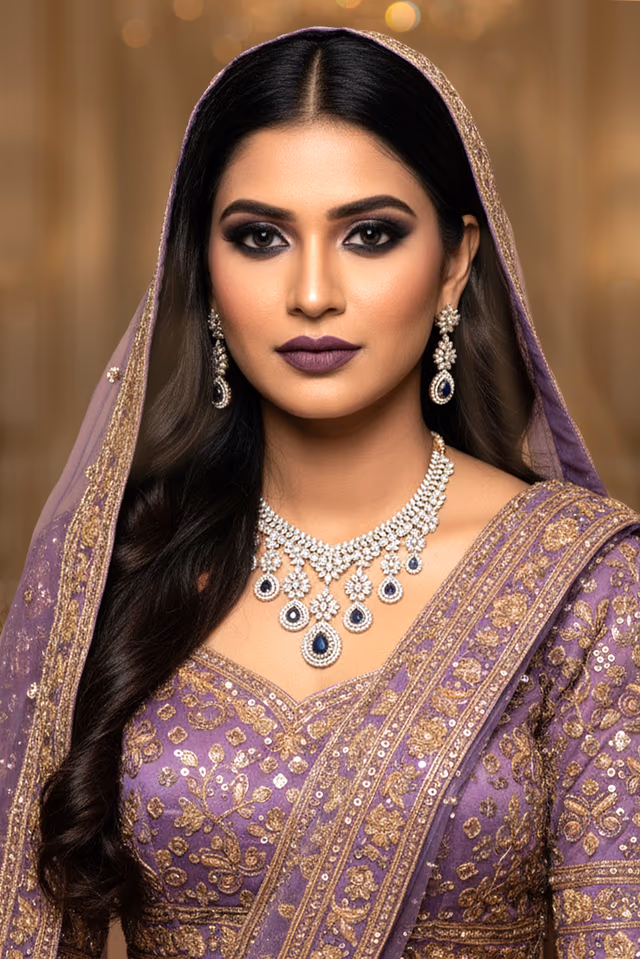Royal Purple Drop Stone Necklace Set — rent in Kochi