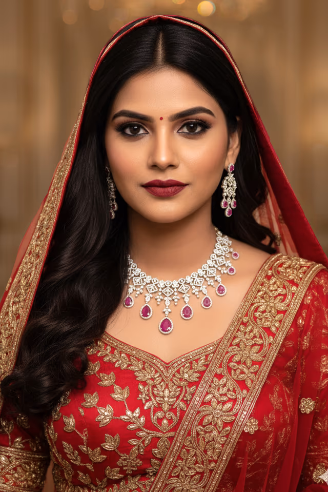 Ruby Blossom Chandelier Choker Necklace Set — rent in Kochi