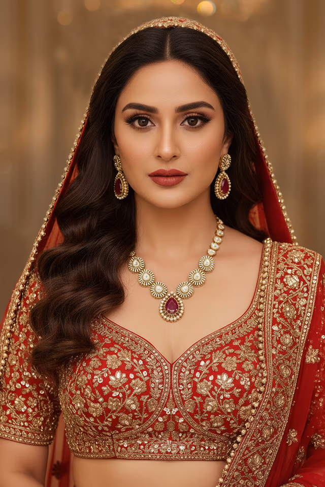 Ruby Radiance Polki Necklace Set — rent in Kochi