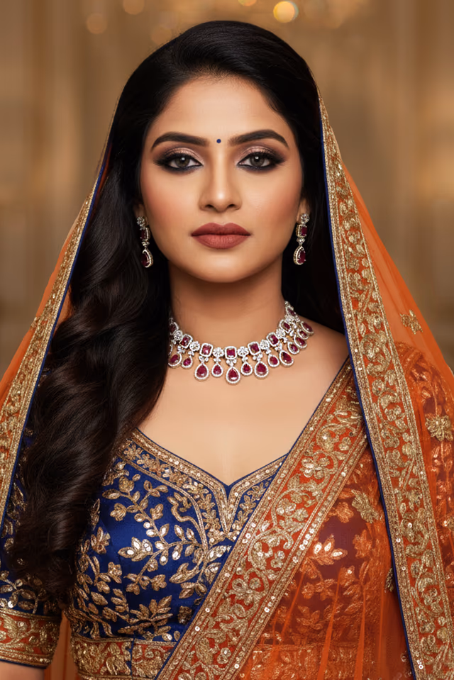Ruby Red Royal Choker Necklace Set — rent in Kochi
