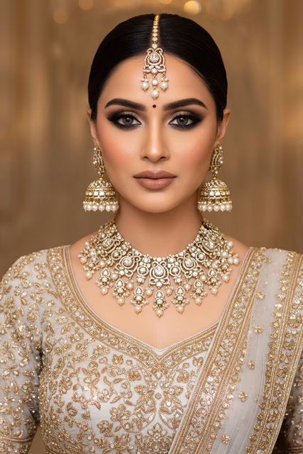Shimmering Gold Toned Bridal Choker Featuring Beautiful Green Stones And Elaborate Floral Design Patterns — rent in Bangalore