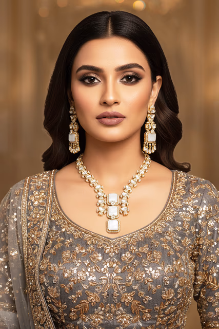 Shimmering Stones Are Nestled Within Antique Gold Finished Metal For A Vintage Royal Aesthetic Today — rent in Calicut