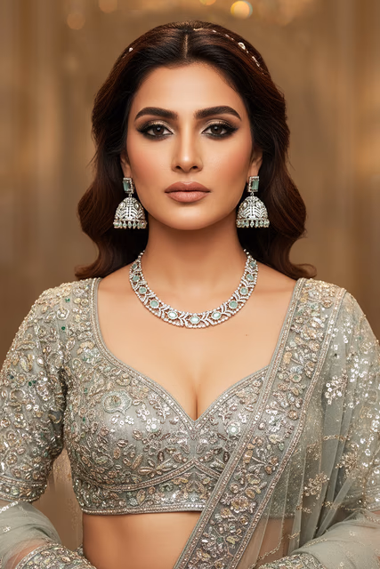 Sleek Silver Set Includes Matching Linear Earrings Designed To Elongate The Neck Beautifully — rent in Calicut