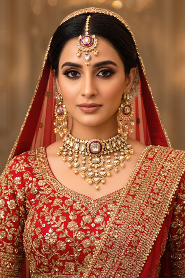 Sophisticated Ethnic Jewelry With A Delicate Balance Of Sparkling Clear Stones And Richly Colored Pink… — rent in Calicut