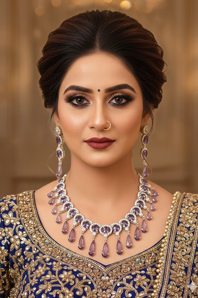 Statement Choker That Perfectly Balances Bold Blue Color With Delicate Sparkling White Stones Making It… — rent in Calicut