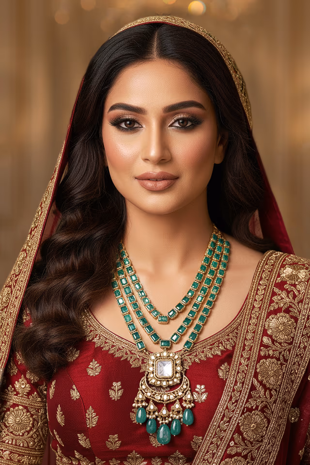 Stunning Statement Jewelry Piece With Intricate Design Work Combining Gold Thread And Unique Cut Aqua… — rent in Calicut