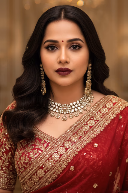 Stone Kundan Bridal Necklace Set — rent in Kochi