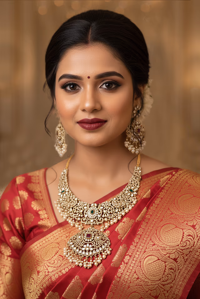 Stone And Pearl Drop Elegant Choker Set With Beautiful Earrings — rent in Coimbatore