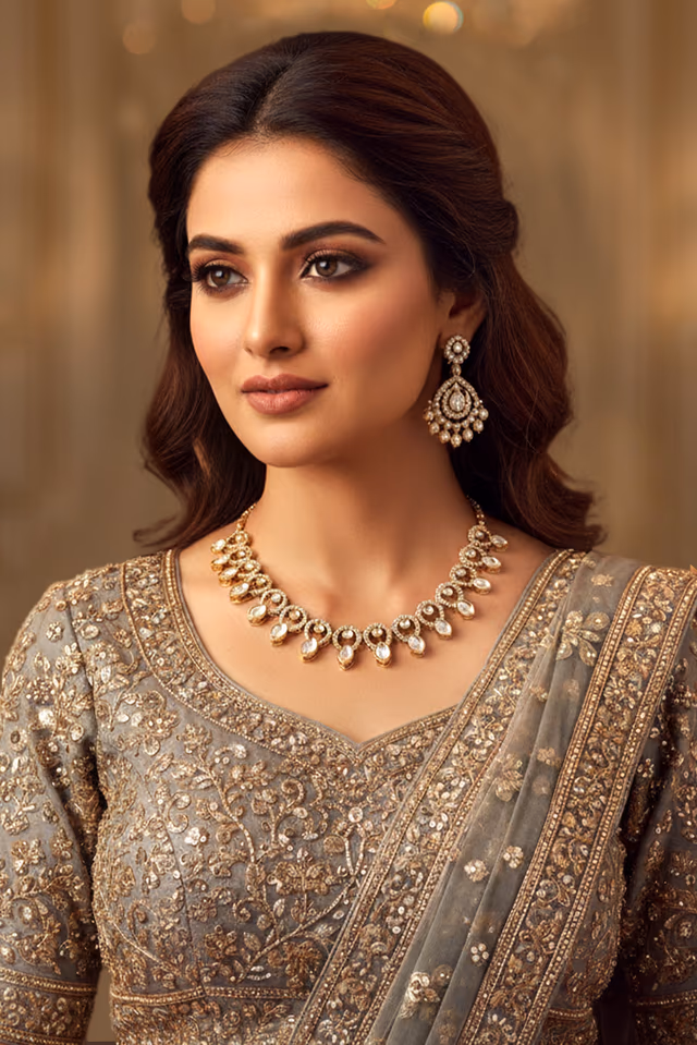 Striking Diamond Choker Necklace Featuring Cascading Pear Shaped White Stones And Dazzling Clear Cubic… — rent in Calicut