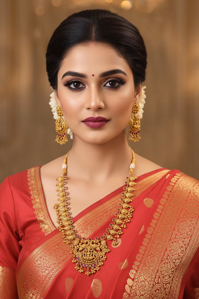 Classic Temple Jewellery Enhances Cultural Beauty With Traditional Motifs Representing Prosperity And… — rent in Calicut