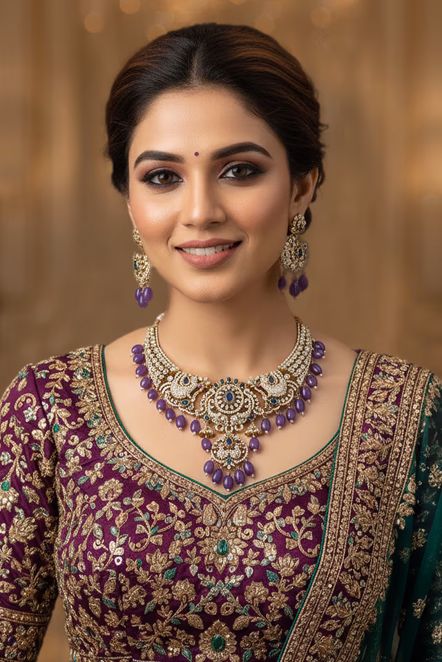 Beautiful Uncut Stone Necklace Perfect For An Ethnic Ensemble — rent in Coimbatore