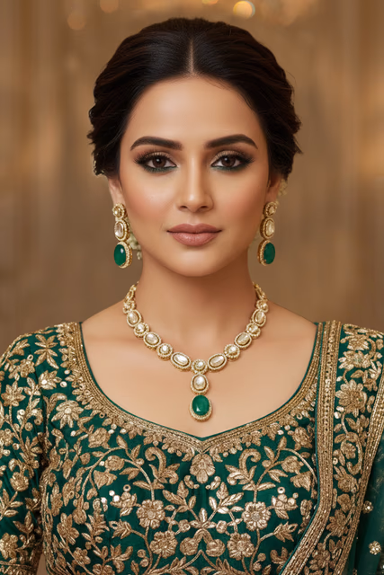 Zamurd Grace Kundan Pendant Set — rent in Kochi