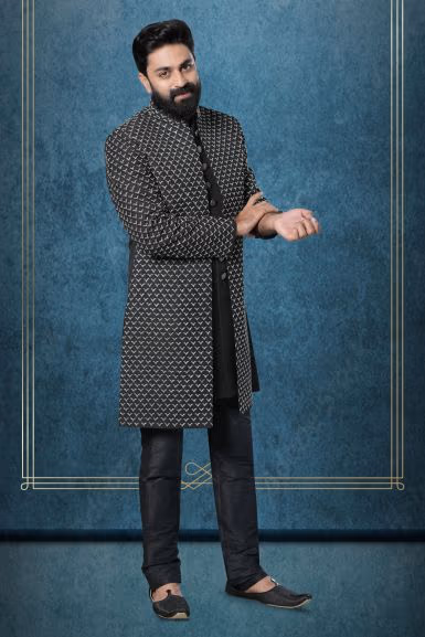 Black Sherwani — rent in Calicut
