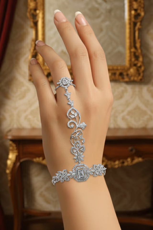 Dainty Yet Striking Rhodium Plated Piece That Effortlessly Complements Both Western And Ethnic Outfits — rent in Calicut
