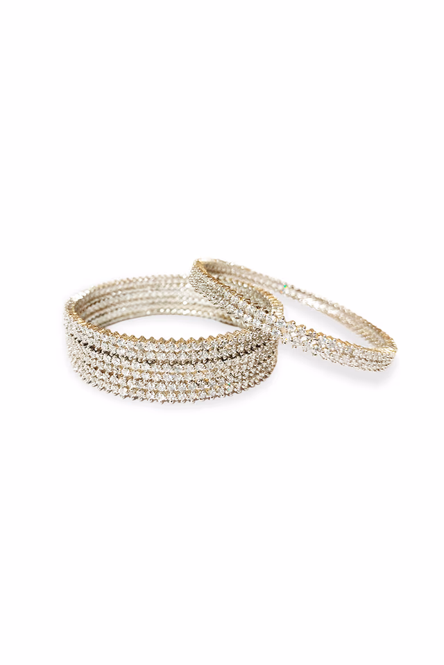 "Dazzling Multi Layered American Diamond Silver Bangles For Special Occasions  " — rent in Calicut
