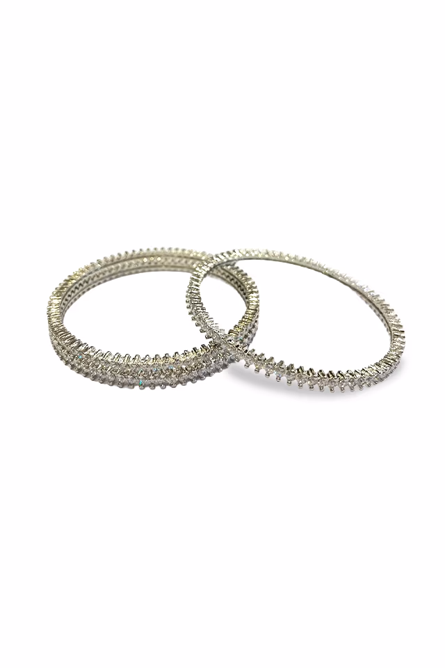 Elegant Set Of Slender Bangles Featuring Brilliant Stone Work — rent in Calicut